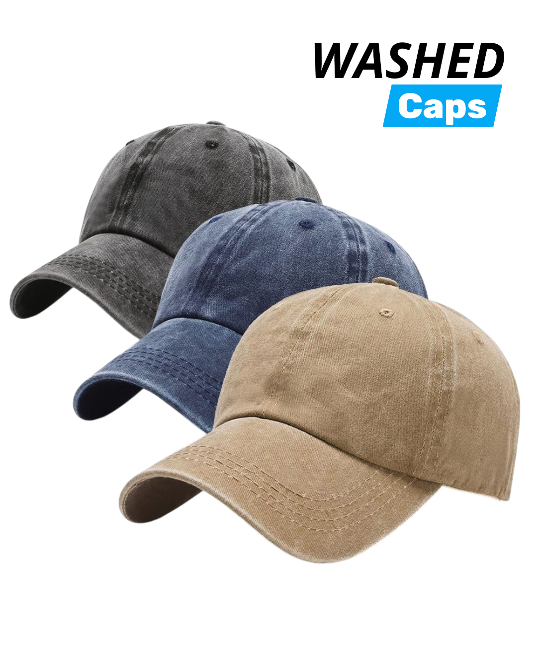 Plain Wahed Caps/ A Unisex Solid Color Washed Vintage Baseball Cap - apparel
